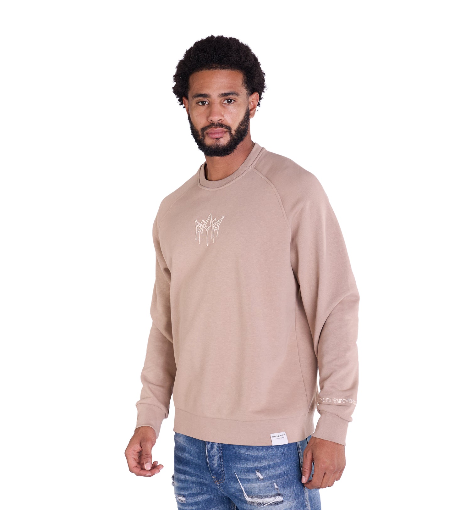 Herren Sweatshirt mit Bestickung Slim Fit, Modell DQ KB104, Beige, Grün, Braun und Schwarz