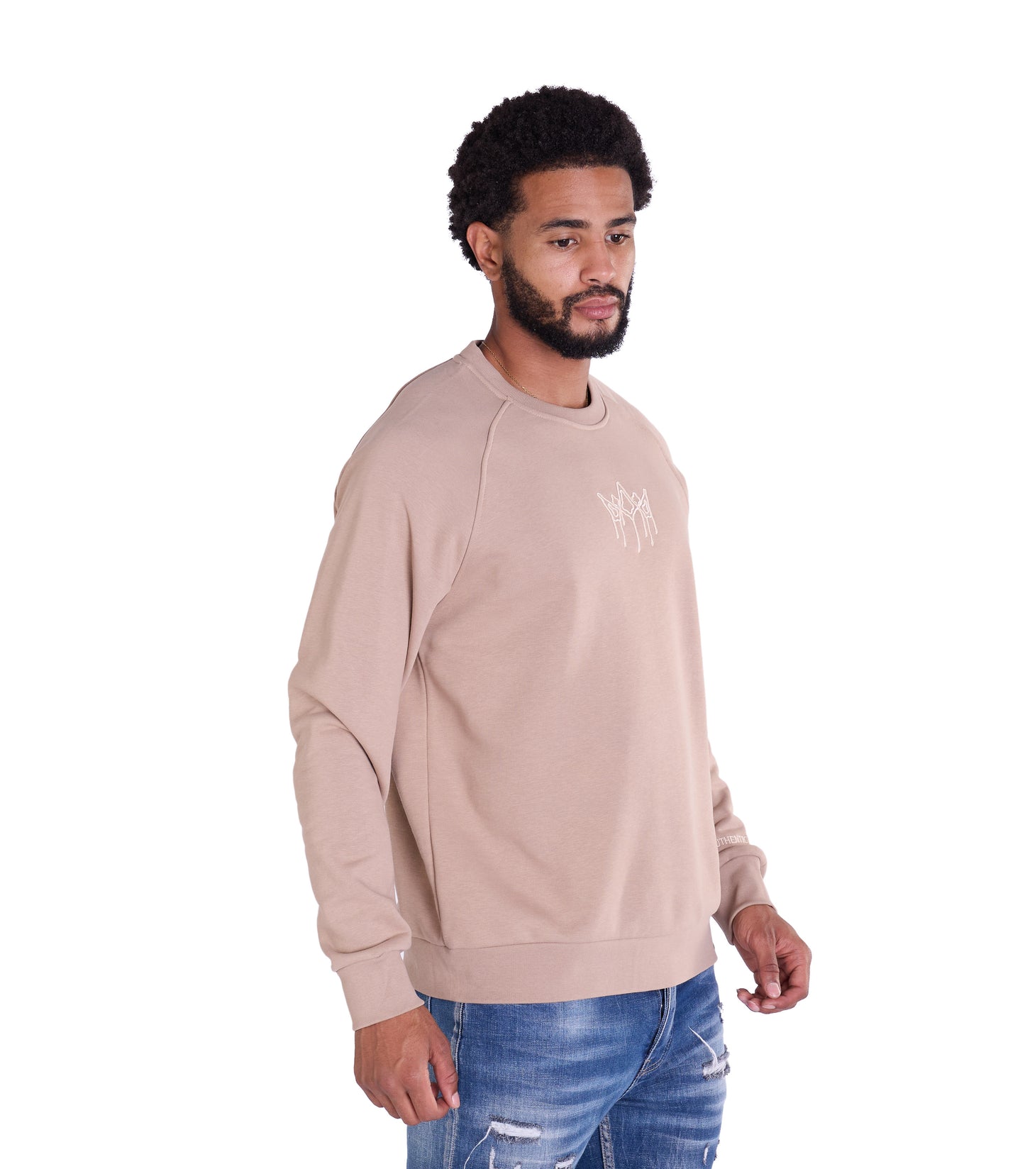 Herren Sweatshirt mit Bestickung Slim Fit, Modell DQ KB104, Beige, Grün, Braun und Schwarz
