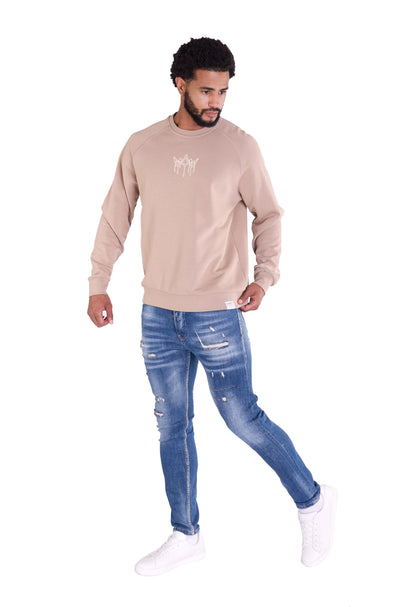 Herren Sweatshirt mit Bestickung Slim Fit, Modell DQ KB104, Beige, Grün, Braun und Schwarz