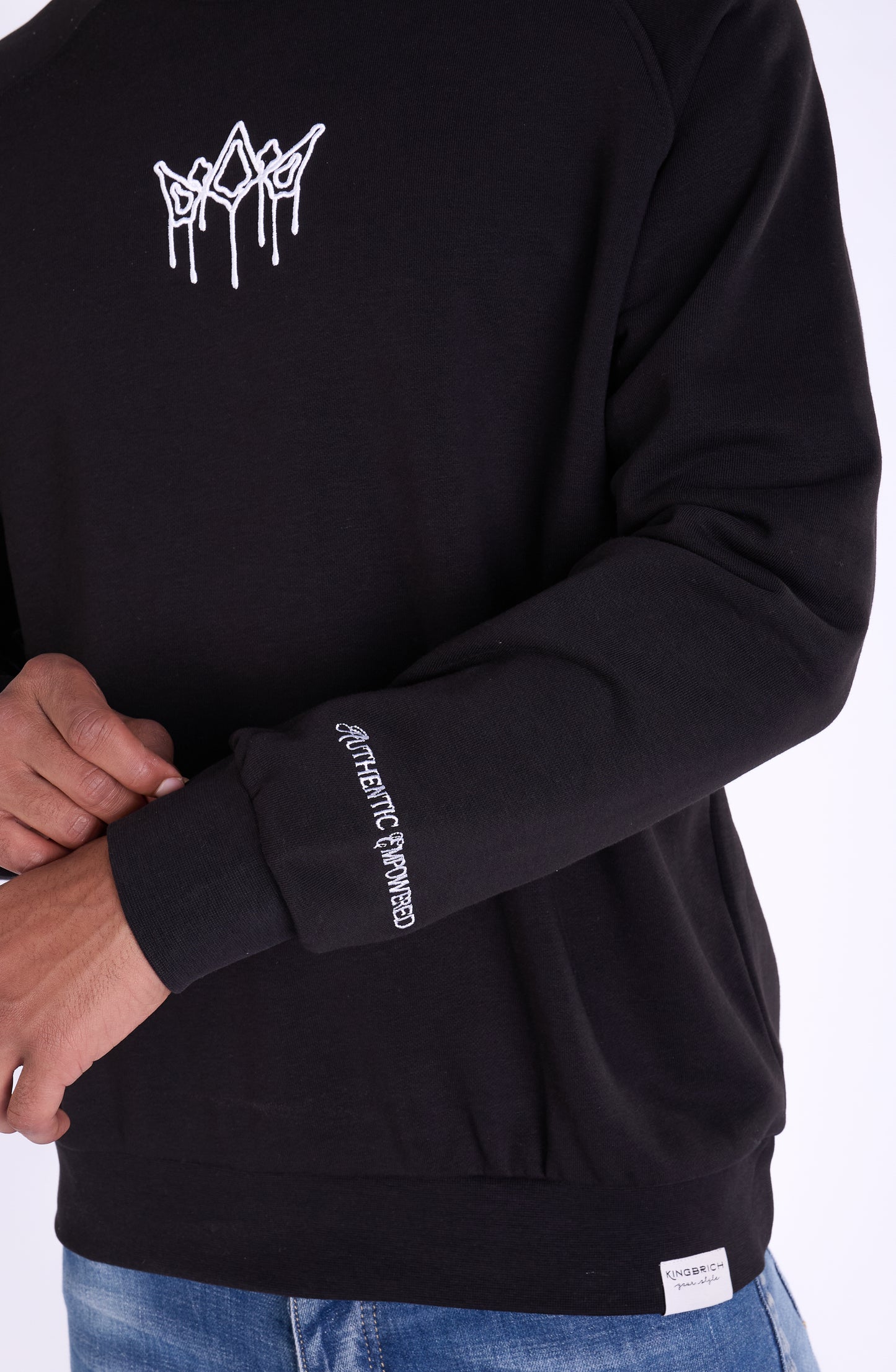 Herren Sweatshirt mit Bestickung Slim Fit, Modell DQ KB104, Beige, Grün, Braun und Schwarz