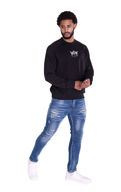 Herren Sweatshirt mit Bestickung Slim Fit, Modell DQ KB104, Beige, Grün, Braun und Schwarz