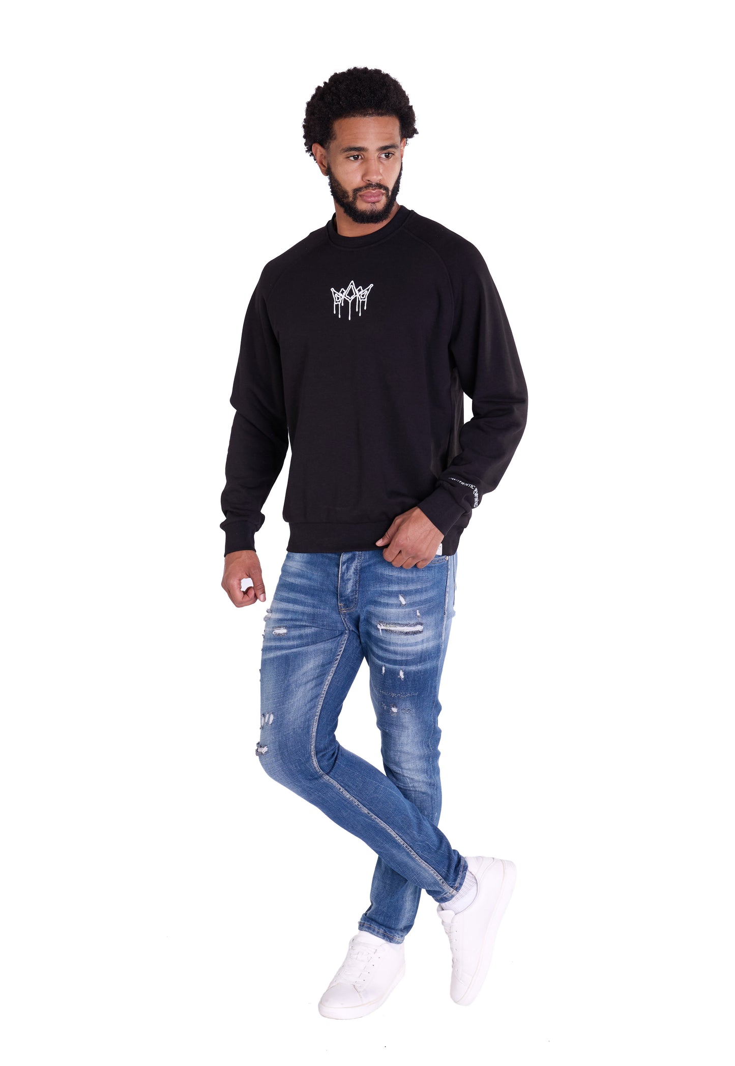 Herren Sweatshirt mit Bestickung Slim Fit, Modell DQ KB104, Beige, Grün, Braun und Schwarz