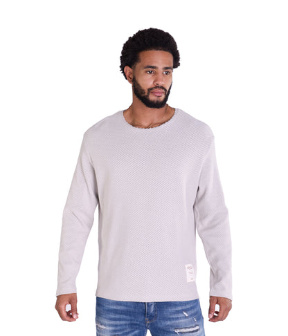 Feinstrick Longsleeve, Loose Fit mit ausgefranstem Kragen Modell DQ KB401, Blau, Braun, Grau oder Grün