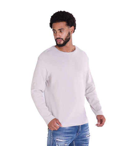 Feinstrick Longsleeve, Loose Fit mit ausgefranstem Kragen Modell DQ KB401, Blau, Braun, Grau oder Grün