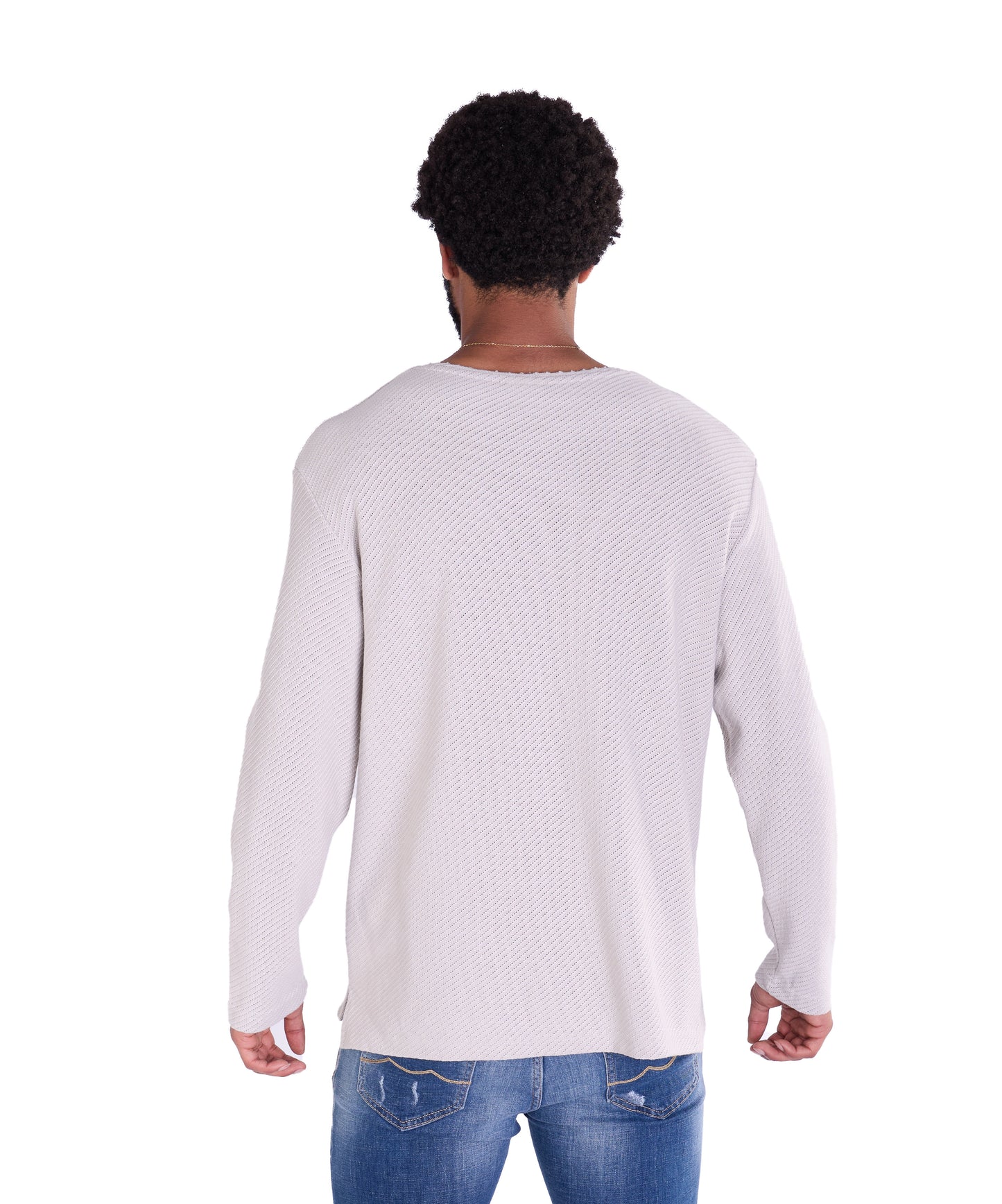 Feinstrick Longsleeve, Loose Fit mit ausgefranstem Kragen Modell DQ KB401, Blau, Braun, Grau oder Grün