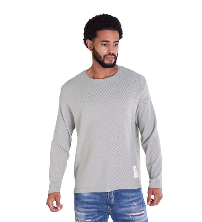 Feinstrick Longsleeve, Loose Fit mit ausgefranstem Kragen Modell DQ KB401, Blau, Braun, Grau oder Grün