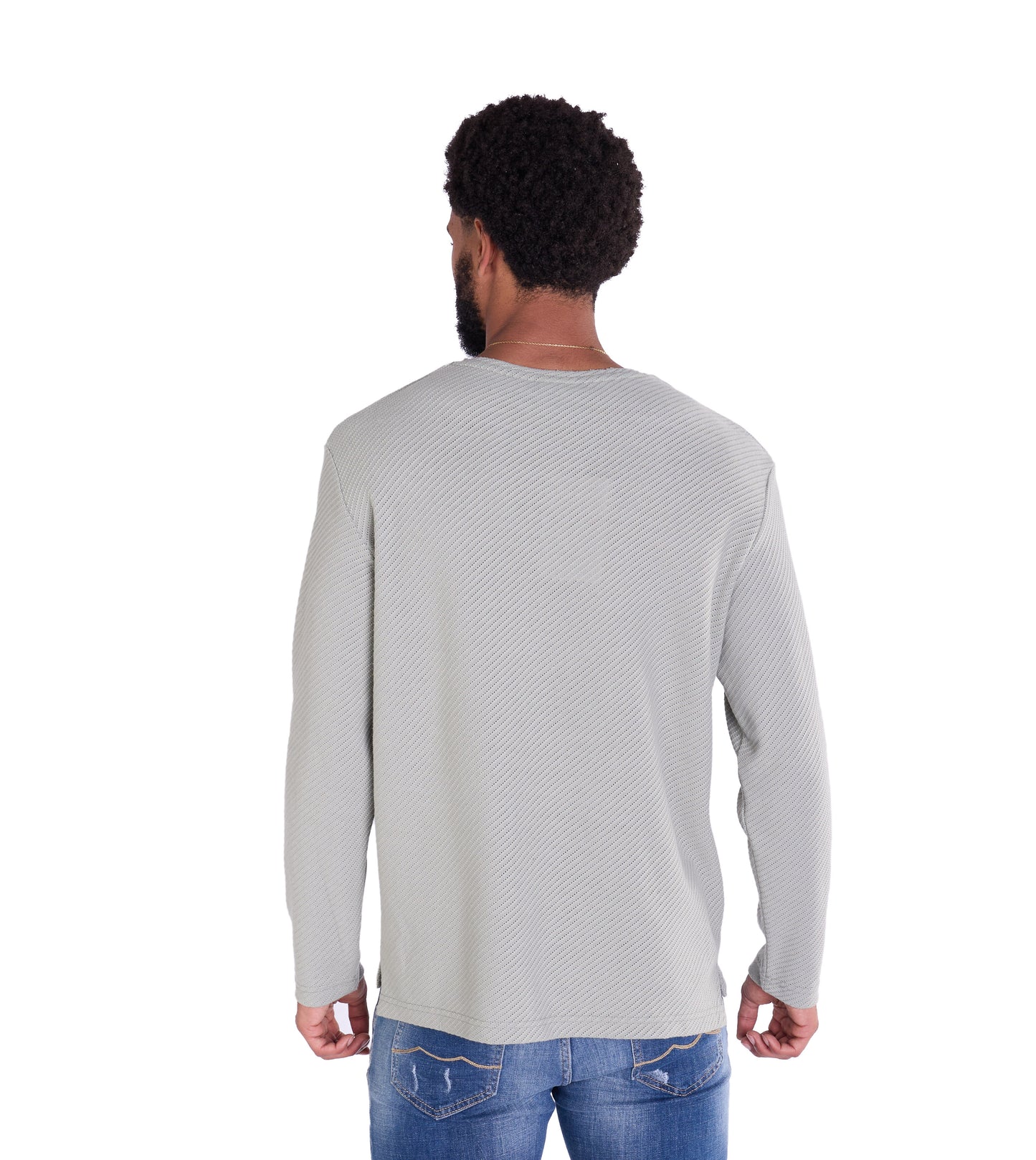 Feinstrick Longsleeve, Loose Fit mit ausgefranstem Kragen Modell DQ KB401, Blau, Braun, Grau oder Grün