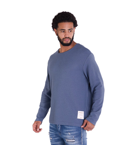 Feinstrick Longsleeve, Loose Fit mit ausgefranstem Kragen Modell DQ KB401, Blau, Braun, Grau oder Grün