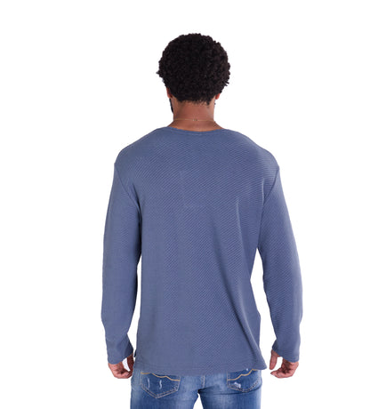 Feinstrick Longsleeve, Loose Fit mit ausgefranstem Kragen Modell DQ KB401, Blau, Braun, Grau oder Grün