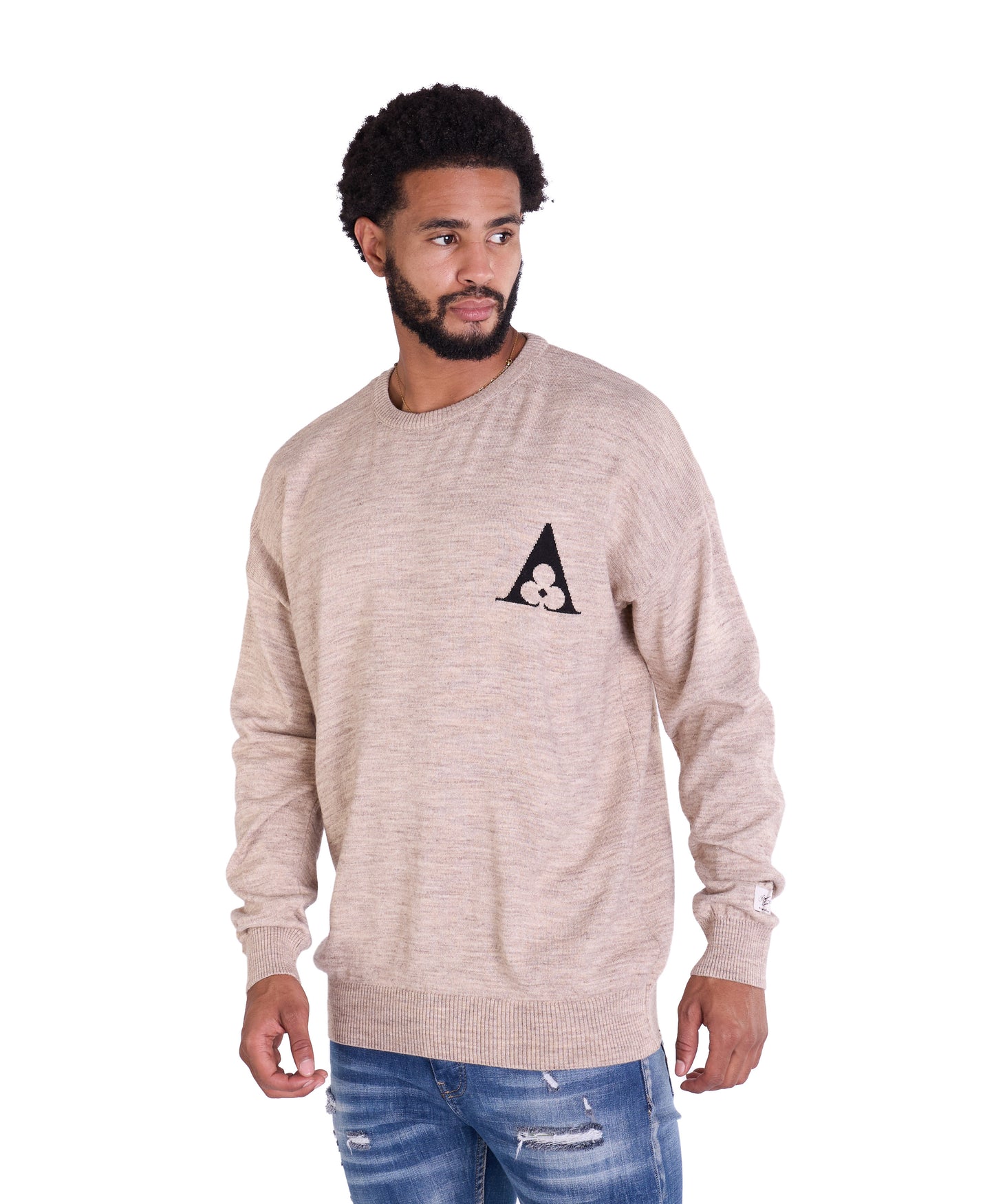 Feinstrick Pullover, Slim Fit mit Druck Modell DQ KB614, Beige und Schwarz