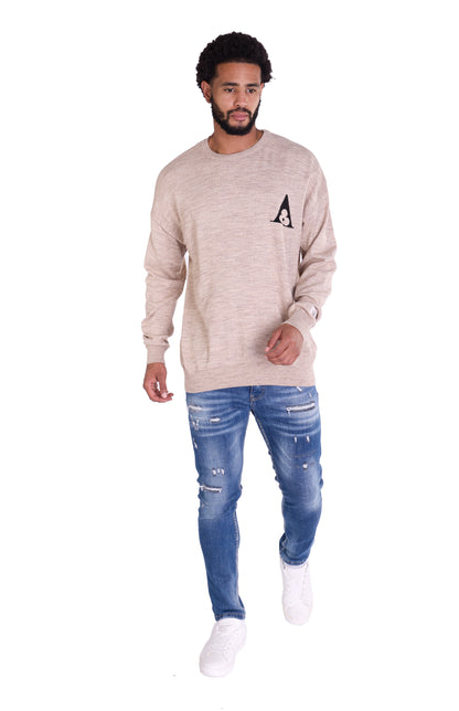 Feinstrick Pullover, Slim Fit mit Druck Modell DQ KB614, Beige und Schwarz