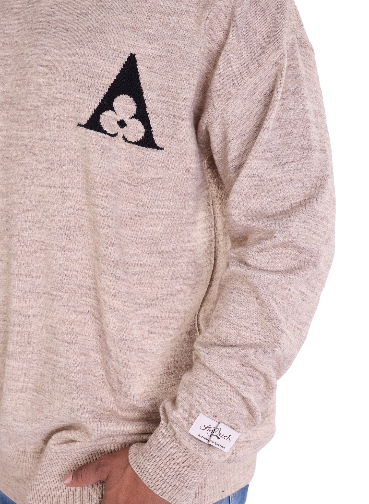 Feinstrick Pullover, Slim Fit mit Druck Modell DQ KB614, Beige und Schwarz