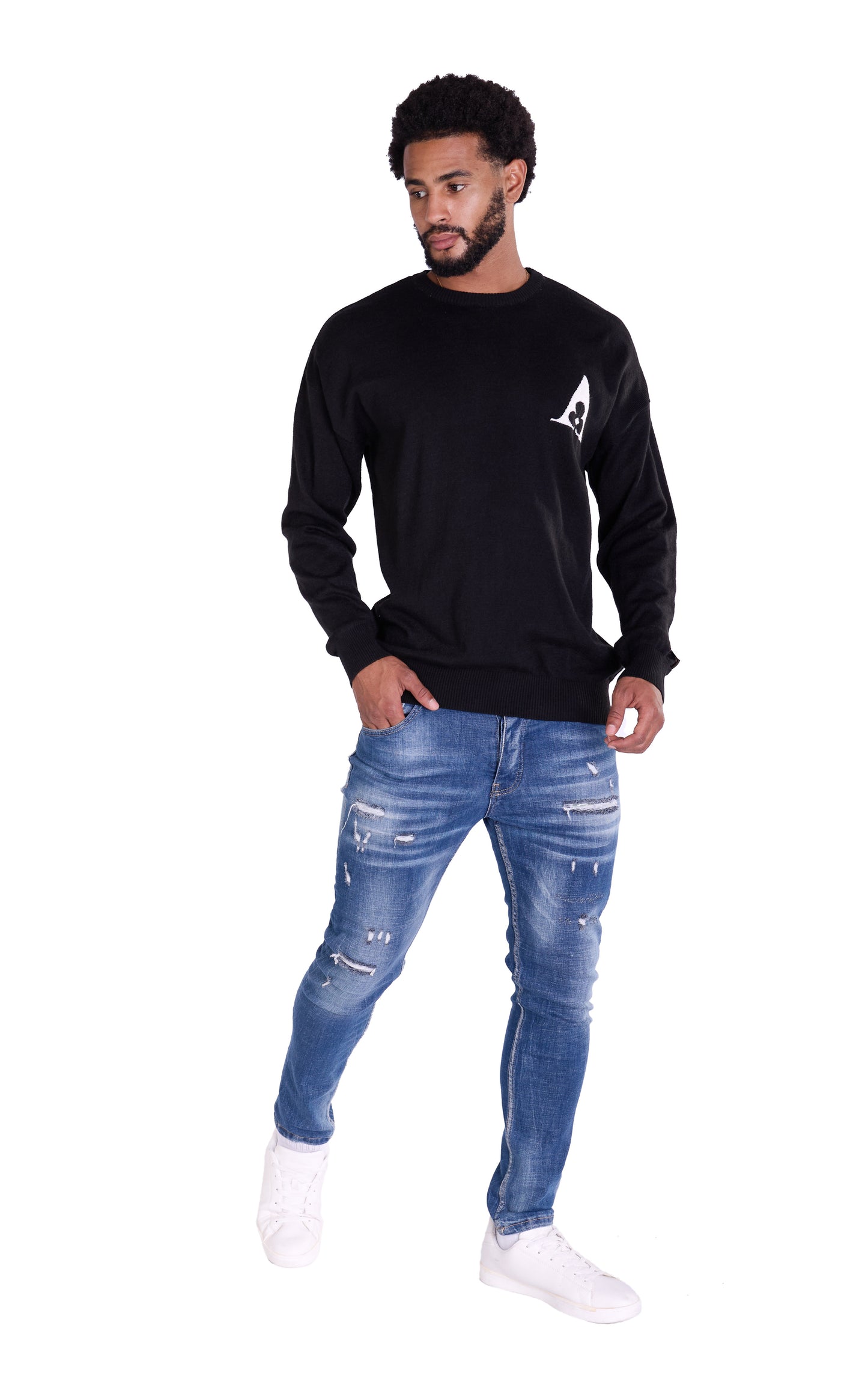Feinstrick Pullover, Slim Fit mit Druck Modell DQ KB614, Beige und Schwarz