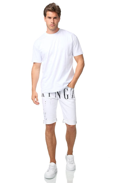 Kingz Designer Jeans Shorts Weiß