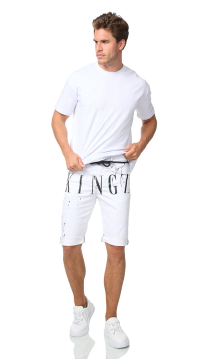 KINGZ Designer Jeans Shorts, Slim Fit, Modell 1488, Weiß oder Schwarz