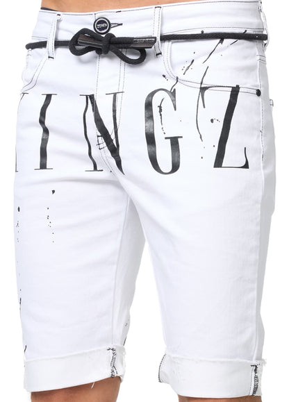 KINGZ Designer Jeans Shorts, Slim Fit, Modell 1488, Weiß oder Schwarz