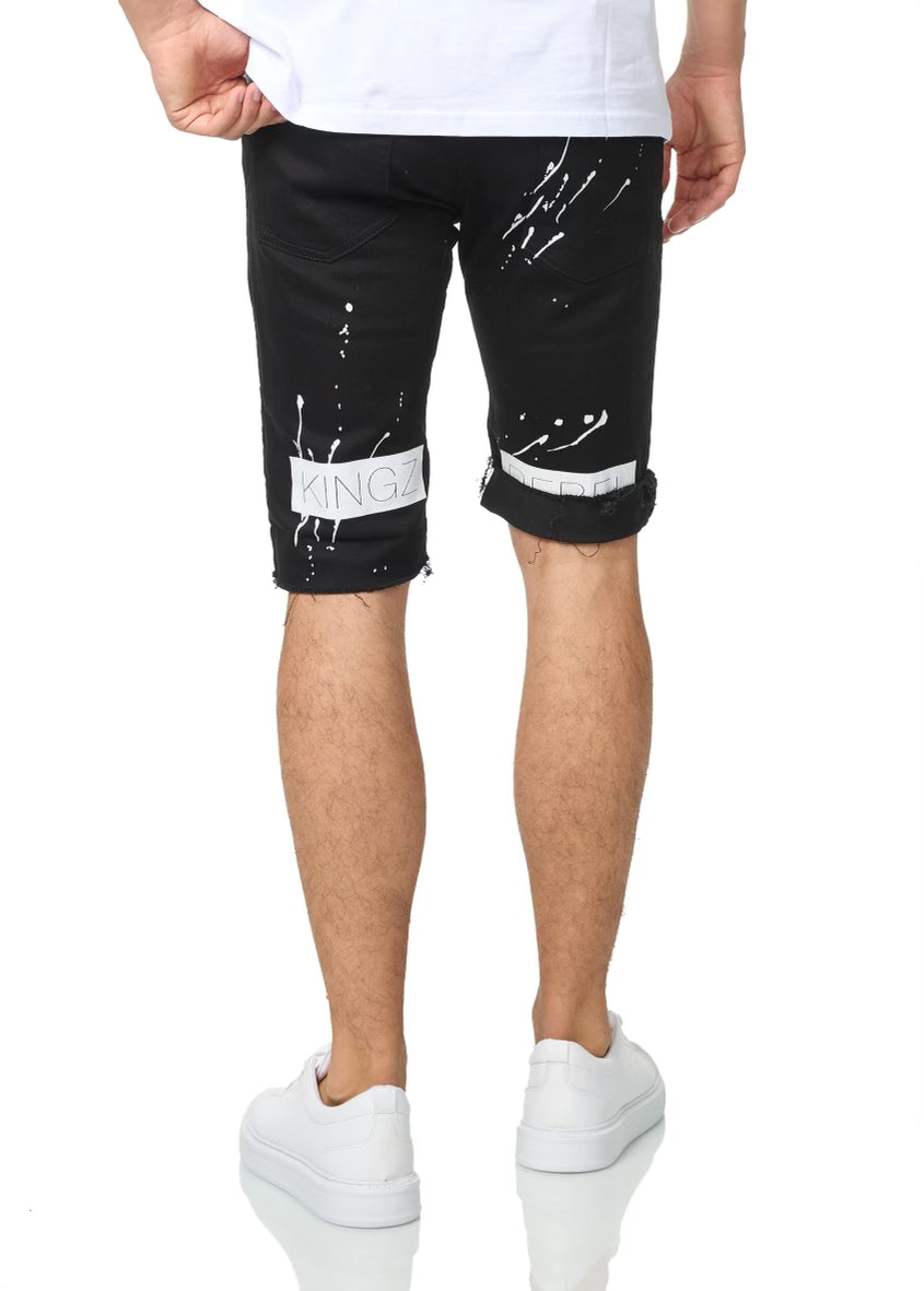 KINGZ Designer Jeans Shorts, Slim Fit, Modell 1488, Weiß oder Schwarz