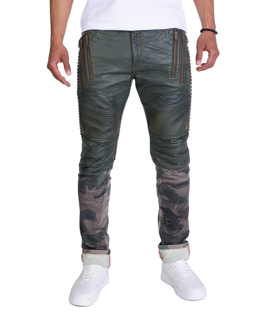 KINGZ Herren Designer Military Jeans, Slim Fit, Modell 1356 Army
