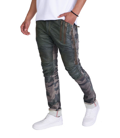KINGZ Herren Designer Military Jeans, Slim Fit, Modell 1356 Army