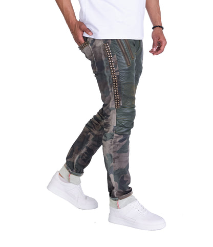 KINGZ Herren Designer Military Jeans, Slim Fit, Modell 1356 Army