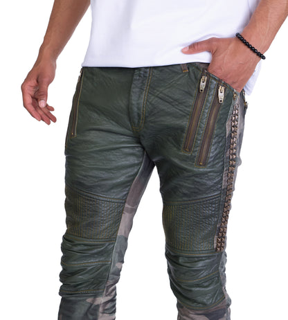 KINGZ Herren Designer Military Jeans, Slim Fit, Modell 1356 Army