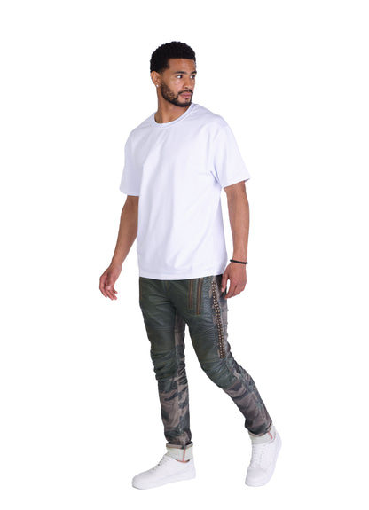 KINGZ Herren Designer Military Jeans, Slim Fit, Modell 1356 Army