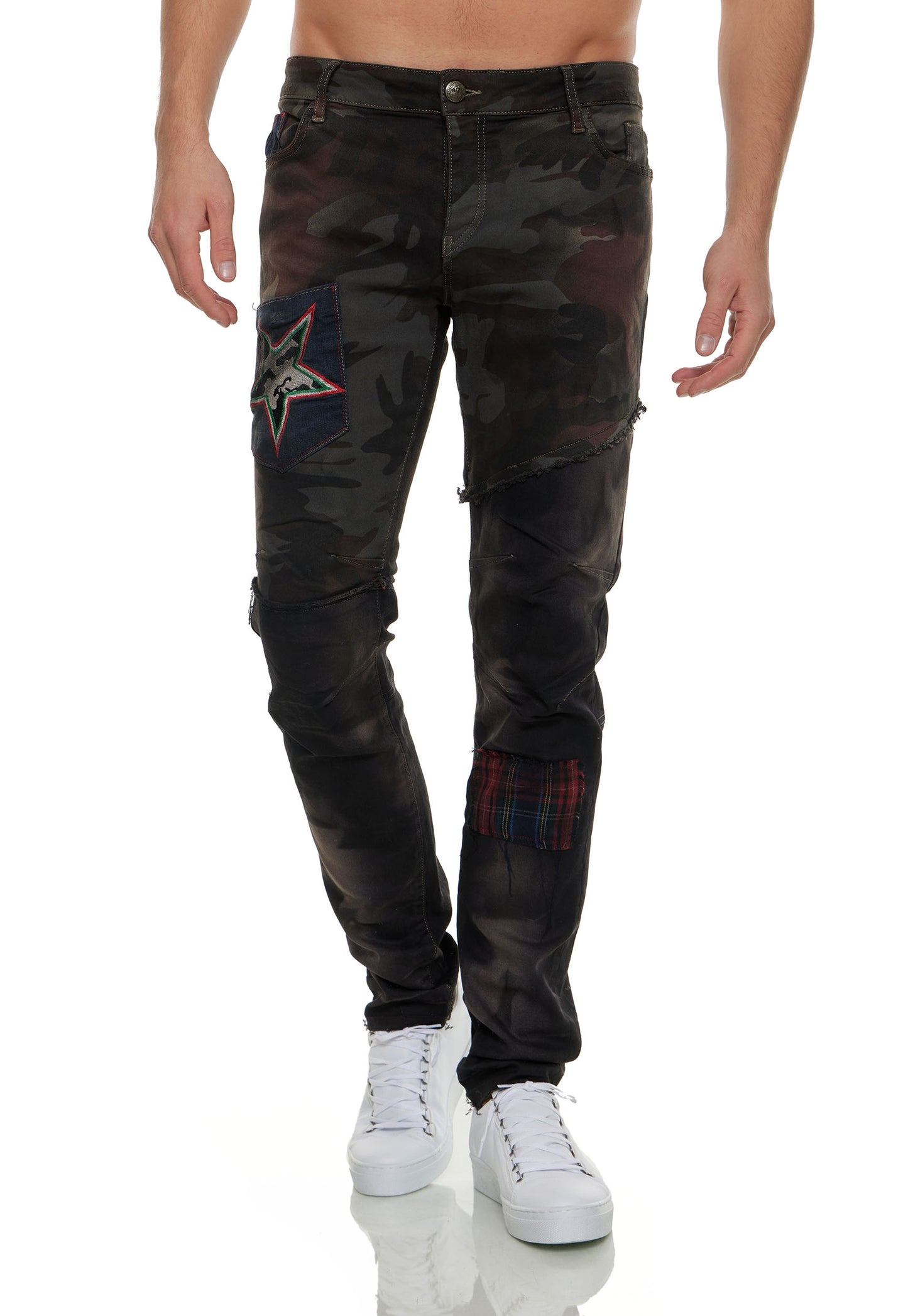 KINGZ Designer Jeans Herren Camouflage Muster