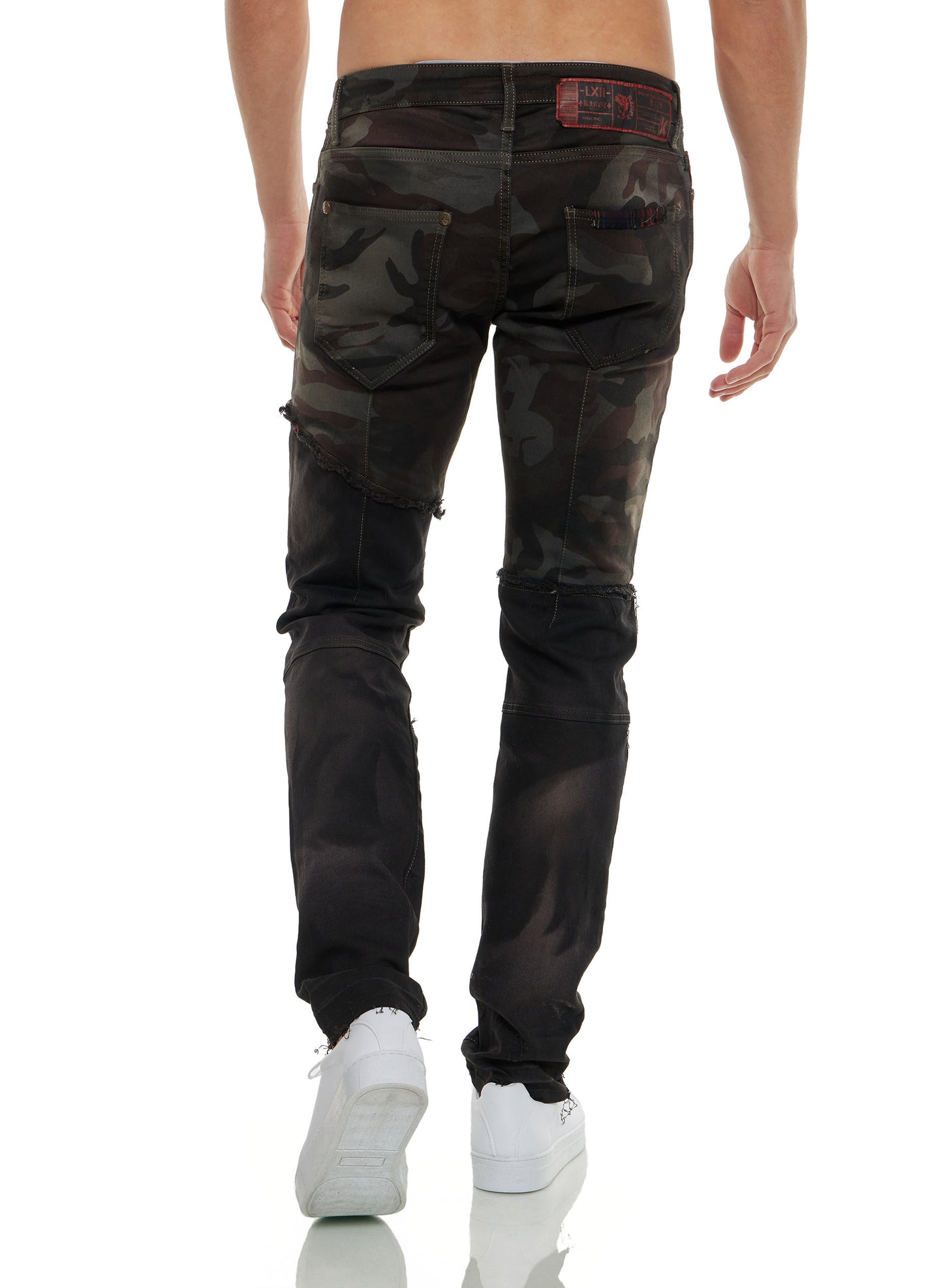 KINGZ men's biker jeans, slim fit, model 1500-1, black/camouflage