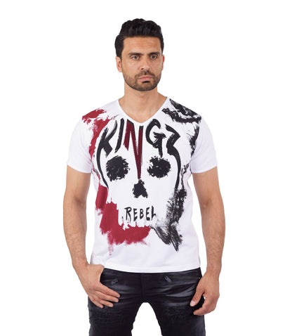 Herren T-Shirt KINGZ, Regular Fit,  Modell 24-01, Weiß oder Schwarz