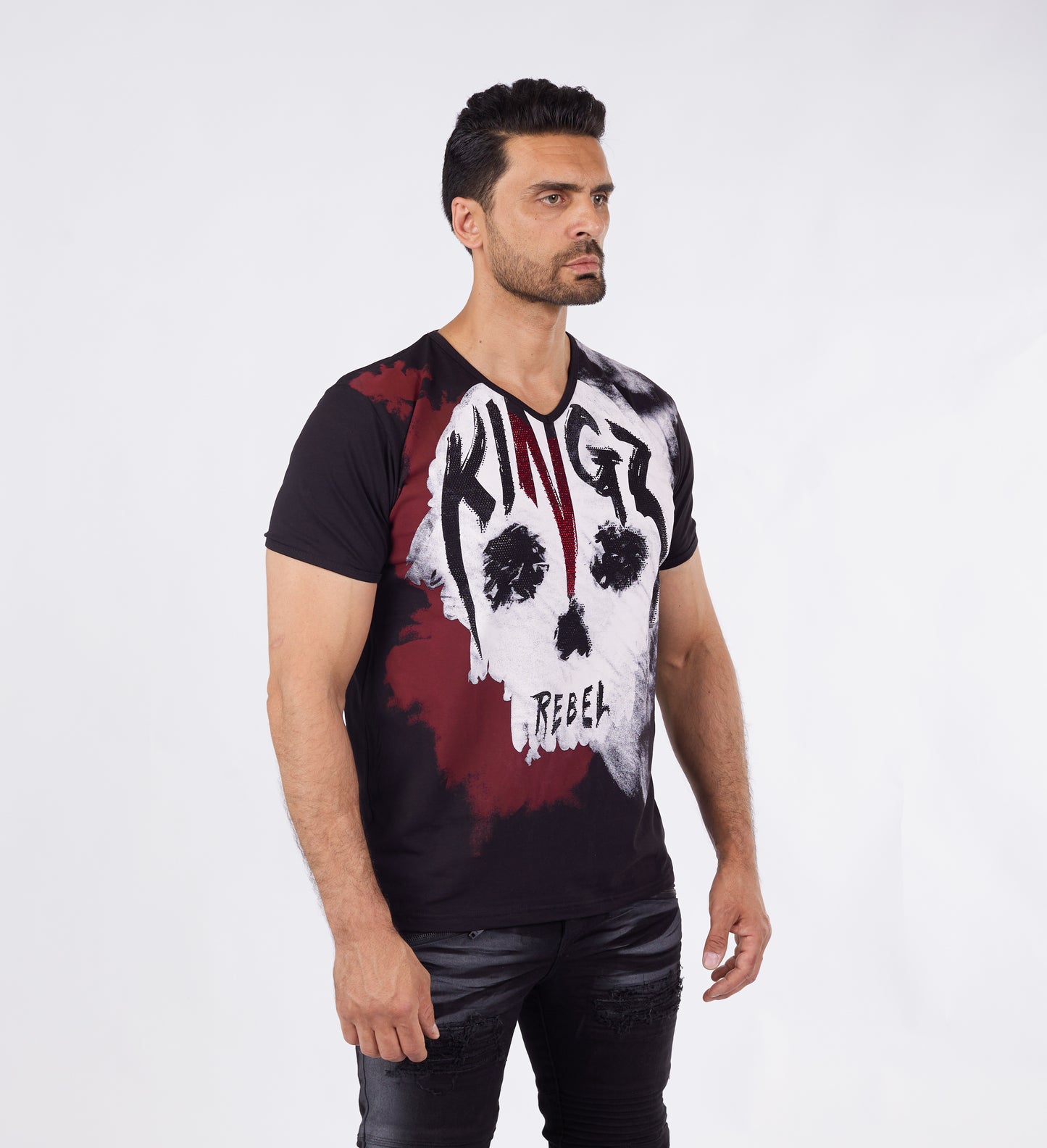 Herren T-Shirt KINGZ, Regular Fit,  Modell 24-01, Weiß oder Schwarz