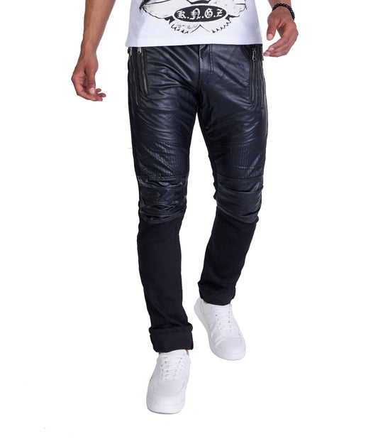 KINGZ Herren Designer Jeans Black, Regular Fit, Modell 1356 Schwarz