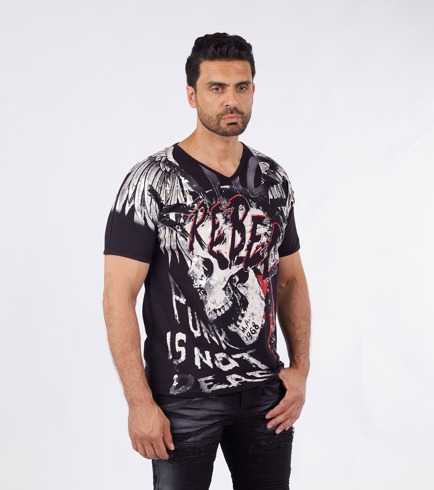 Herren T-Shirt KINGZ, Regular Fit,  Modell 24-05, Weiß oder Schwarz