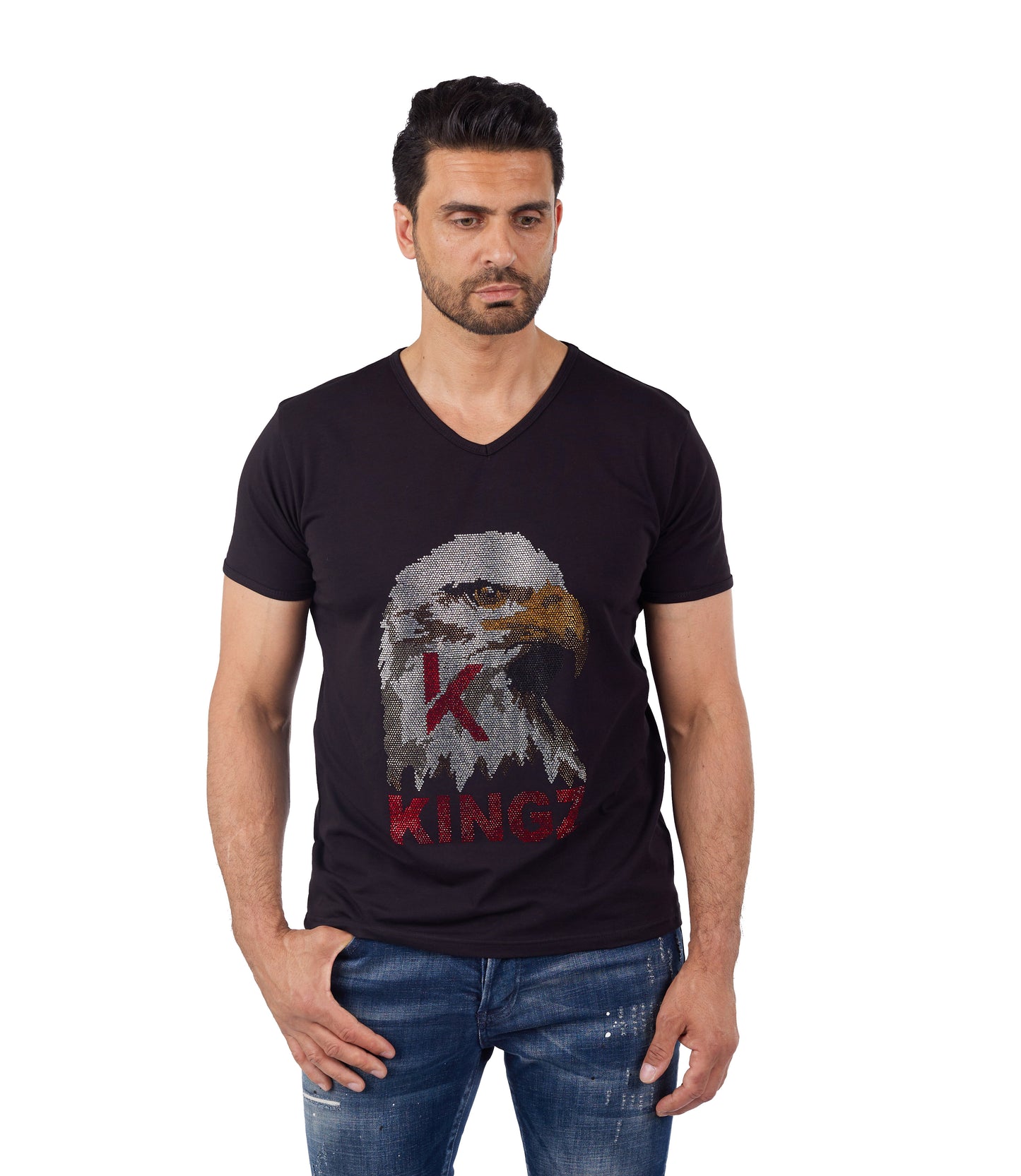 Herren T-Shirt KINGZ, Regular Fit,  Modell 24-08, Weiß oder Schwarz