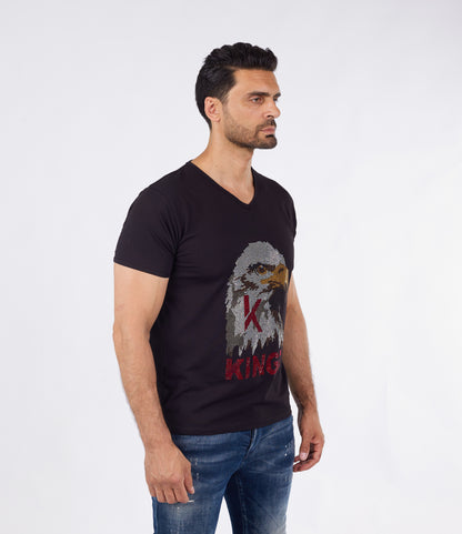 Herren T-Shirt KINGZ, Regular Fit,  Modell 24-08, Weiß oder Schwarz