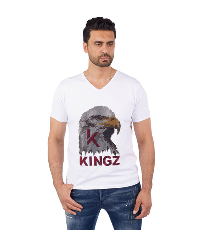 Herren T-Shirt KINGZ, Regular Fit,  Modell 24-08, Weiß oder Schwarz