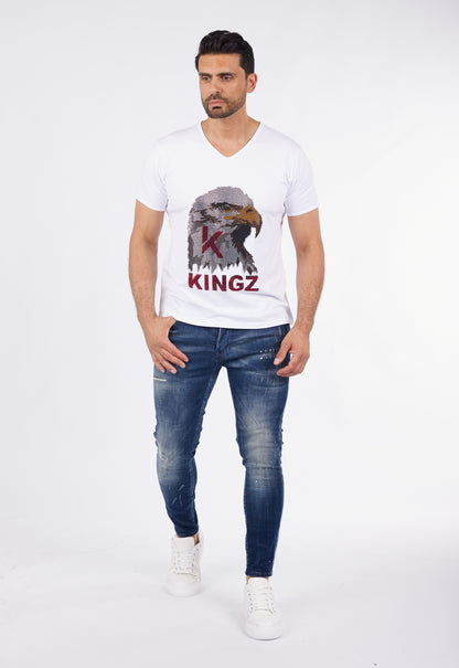 Herren T-Shirt KINGZ, Regular Fit,  Modell 24-08, Weiß oder Schwarz