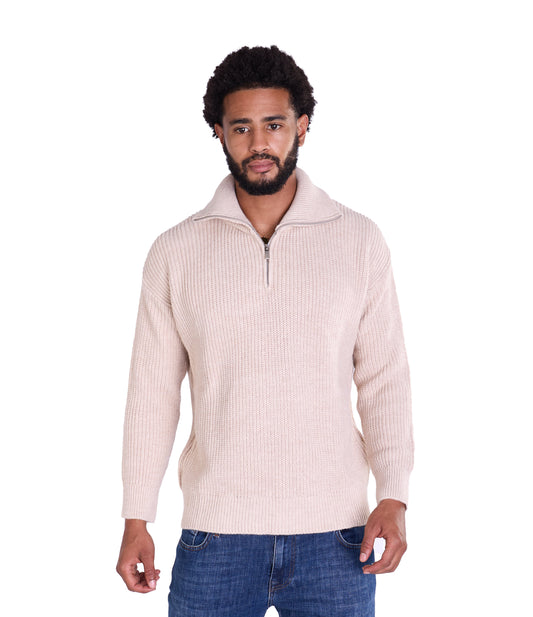 Lässiger Herren Troyer in Slim Fit, Modell DQ K0002, Beige und Schwarz