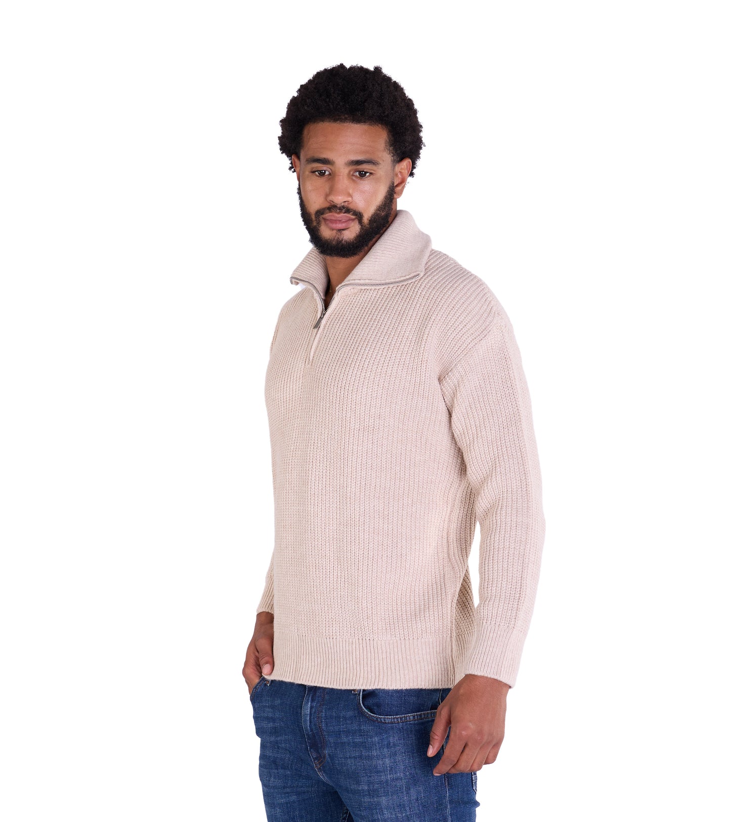 Lässiger Herren Troyer in Slim Fit, Modell DQ K0002, Beige und Schwarz