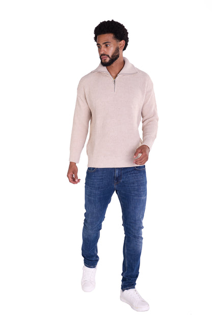 Lässiger Herren Troyer in Slim Fit, Modell DQ K0002, Beige und Schwarz