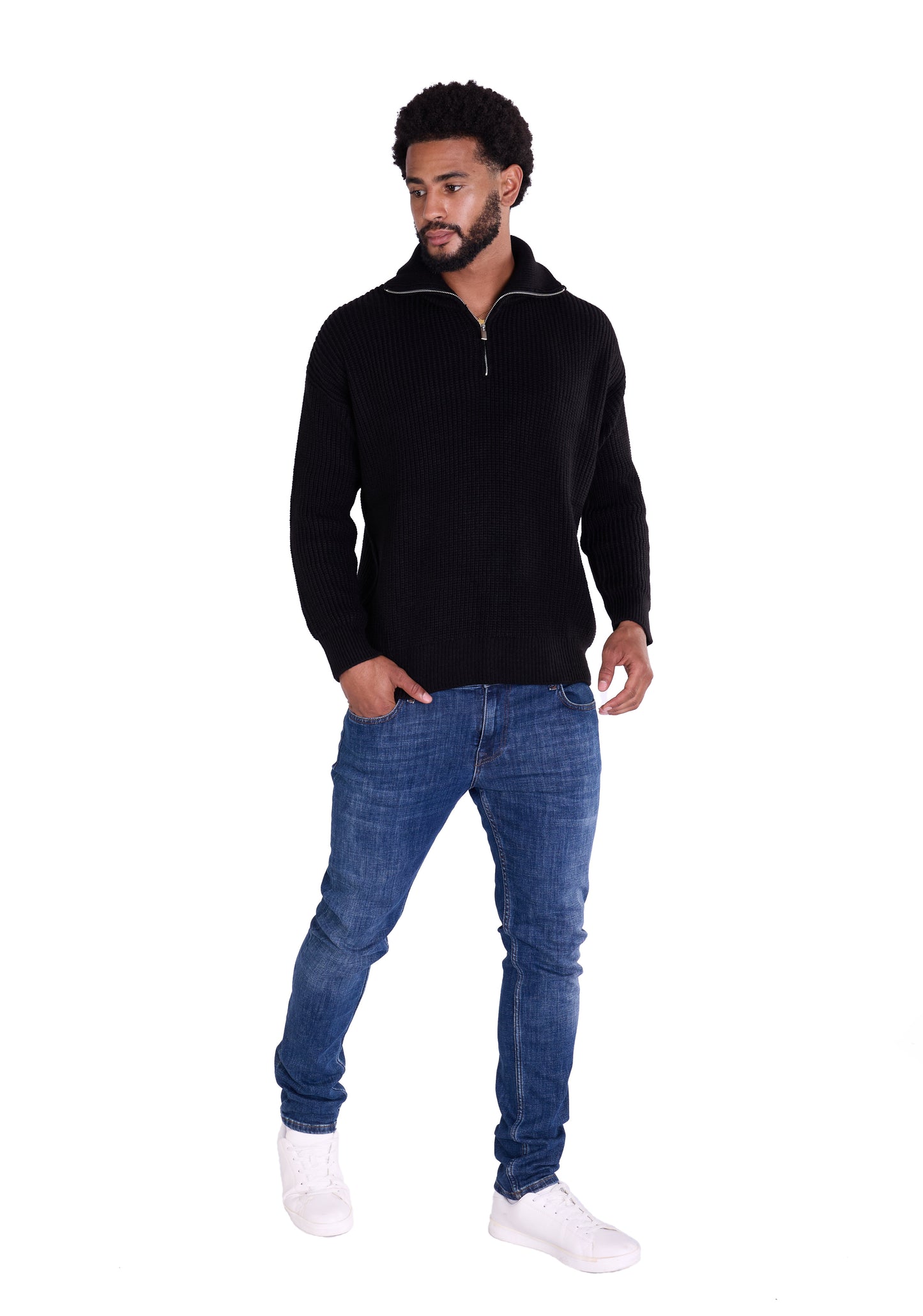 Lässiger Herren Troyer in Slim Fit, Modell DQ K0002, Beige und Schwarz