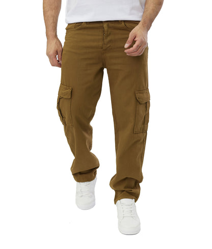 Men's 2-Pocket Cargo Pants Jeans, Baggy Style, Model 5092, Beige, Brown, Olive, Khaki or Cream 