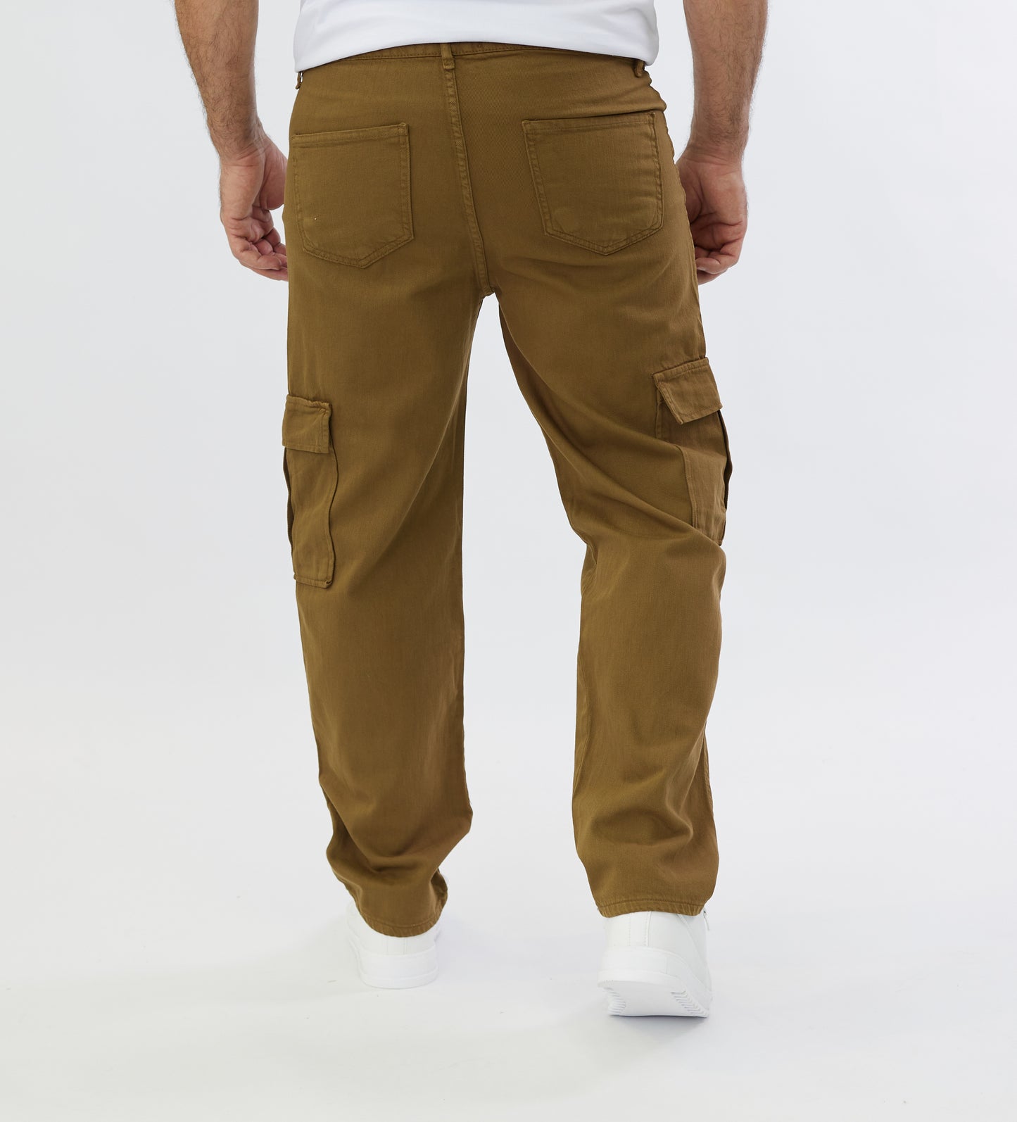 Men's 2-Pocket Cargo Pants Jeans, Baggy Style, Model 5092, Beige, Brown, Olive, Khaki or Cream 