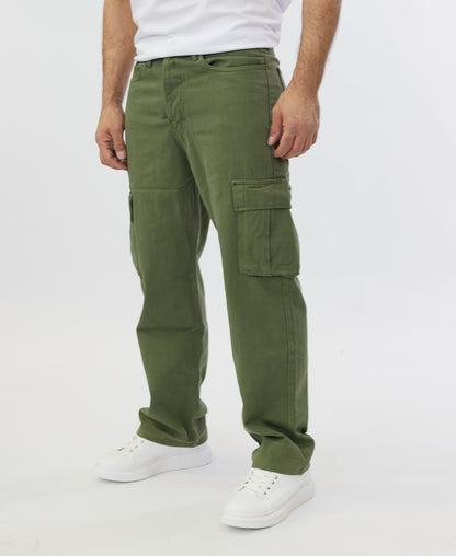 Men's 2-Pocket Cargo Pants Jeans, Baggy Style, Model 5092, Beige, Brown, Olive, Khaki or Cream 