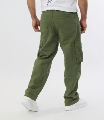 Men's 2-Pocket Cargo Pants Jeans, Baggy Style, Model 5092, Beige, Brown, Olive, Khaki or Cream 