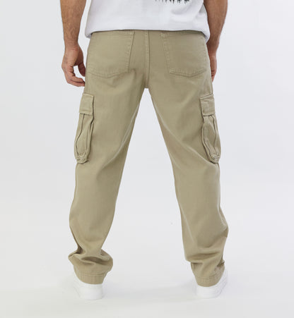 Men's 2-Pocket Cargo Pants Jeans, Baggy Style, Model 5092, Beige, Brown, Olive, Khaki or Cream 