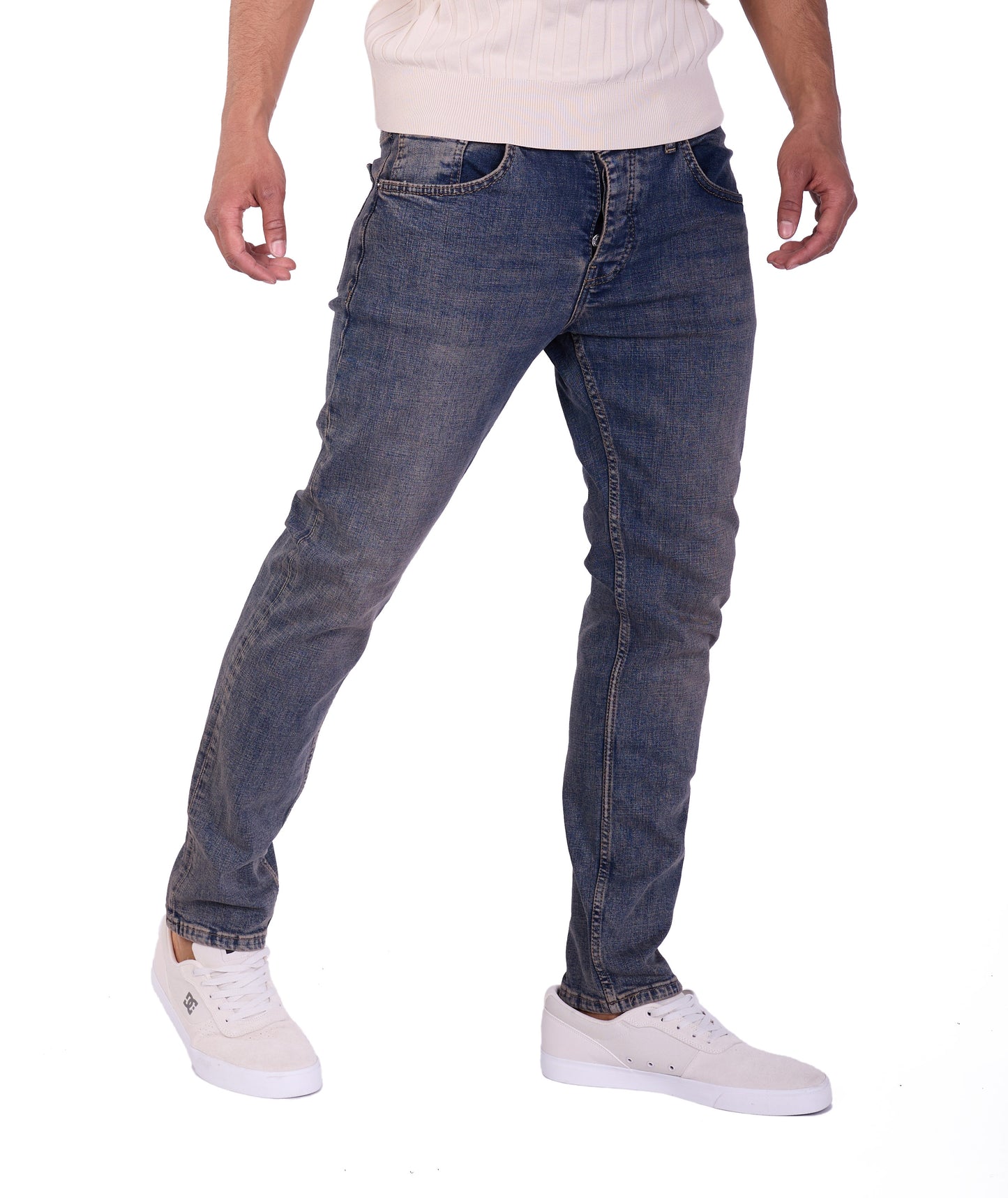 Herren SLIM-FIT Jeans, DQ M092, Blau und Schwarz
