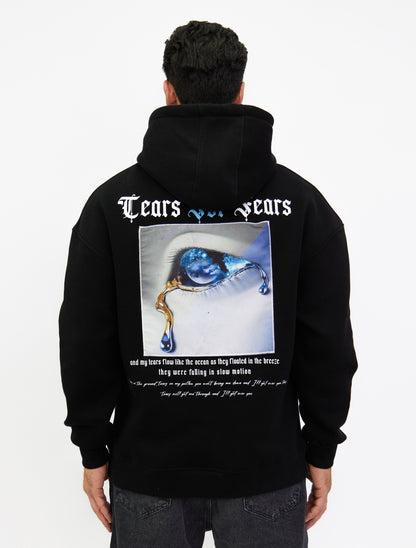 Men's hoodie, hooded sweatshirt with back print "TEARS FOR FEARS", oversized fit, DH-SW4090, white or black