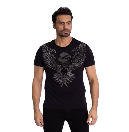 Herren T-Shirt, Body Fit, Luxuriöser Strass-Adler , Modell T37