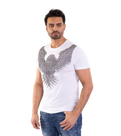 Herren T-Shirt, Body Fit, Luxuriöser Strass-Adler , Modell T37