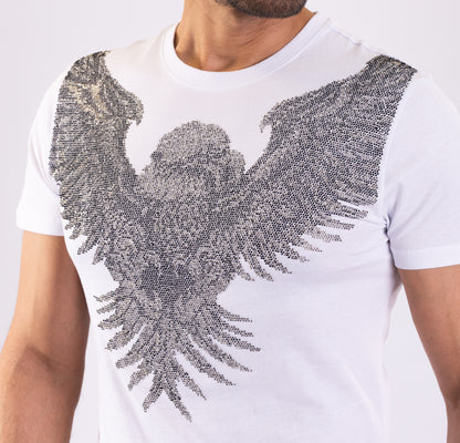 Herren T-Shirt, Body Fit, Luxuriöser Strass-Adler , Modell T37